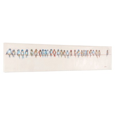 Colorful Birds on Wire Canvas Landscape Art, 59x12 inches