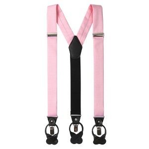 Jacob Alexander Men’s Polka Dot Y-Back Suspenders – Convertible Clips & Leather Ends - 1 of 3