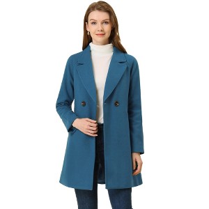 INSPIRE CHIC Women's Notched Lapel Double Breasted Raglan Sleeve Winter Coat - 1 of 4