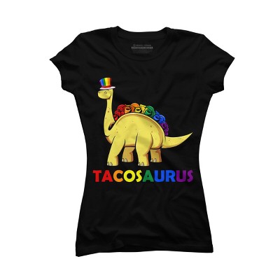 Adult Design By Humans Tacos Dinosaur Tacosaurus Rainbow Pride By JuTrading T-Shirt