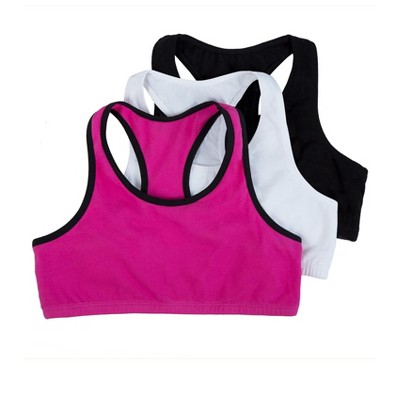 Fruit Of The Loom Girl's Cotton Stretch Sports Bra 6 Pack Lentil/mango/pink  Camo/grey Heather/white/black 38 : Target