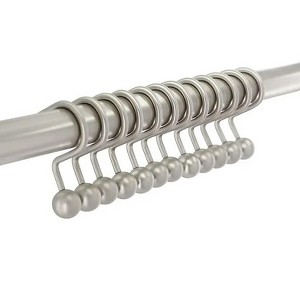 Home Mart Goods 12 Piece Set Brushed Nickel Heavy Duty Steel Ball Shower Curtain Hooks Rings Rustproof Metal - 1 of 2