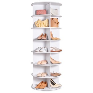 VEVOR 7 Tiers Rotating Shoe Rack Tower, 360°Spinning Shoe Display, Revolving Shoe Rack Storage Round Carousel, Lazy Susan Shoe Rack Organizer, White - 1 of 4