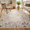Fulvari Washable Rug,Botanical Area Rugs for Living Room,Non-Slip Soft Rug for Bedroom, Vintage Low Pile Dining Room Floral Rug Carpet - 2 of 4
