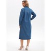 INSPIRE CHIC Women's Denim Button Down Curved Hem Fall Long Sleeve Midi Jean Shirt Dress - 4 of 4