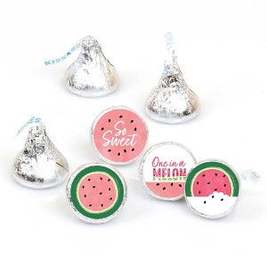 Big Dot of Happiness Sweet Watermelon - Fruit Party Round Candy Sticker Favors - Labels Fits Chocolate Candy (1 sheet of 108) - 1 of 4