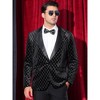 Lars Amadeus Men's Peak Lapel Wedding Shiny Argyle Plaid Velvet Suit Jacket - 2 of 4