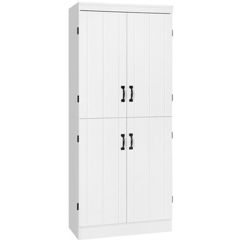 HOMCOM Freestanding Modern 4 Door Kitchen Pantry, Storage Cabinet