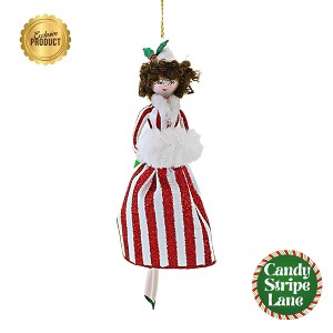 Santa Land Yvie In Vintage Candy Cane Striped Gown - 1 Glass Ornament 7.00 Inch, Glass - Dames Of Candy Stripe Lane Shopper Italian Italy 23D1050 7.0 - 1 of 3