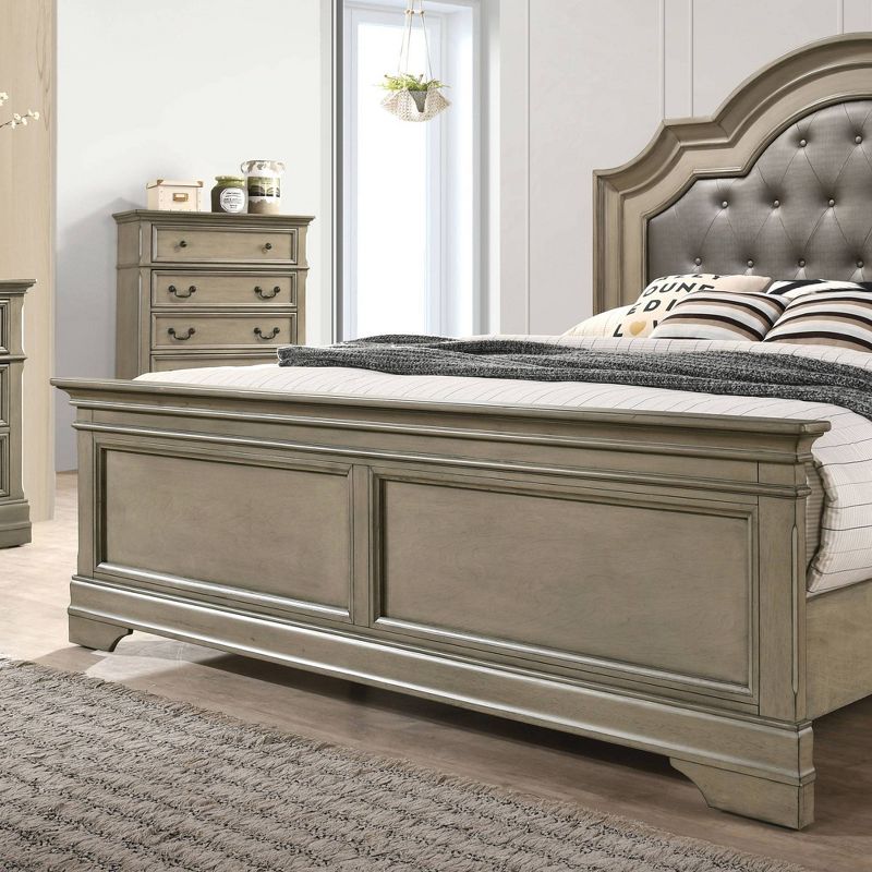 Queen Kritan Padded Headboard Panel Bed Antique Warm Gray - HOMES: Inside + Out, 4 of 6