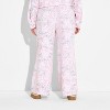 Women's Wide Leg Fleece Graphic Sweatpants - Pink Camo - 3 of 3
