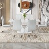 7-Piece Dining Set with Marble Pattern Table and 6 PU Armless Chairs - 3 of 4