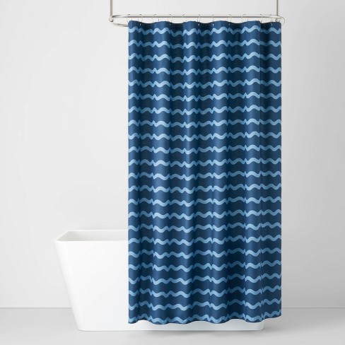 Blue Wave Shower Curtain Pillowfort, Navy Blue And White Shower Curtain Target