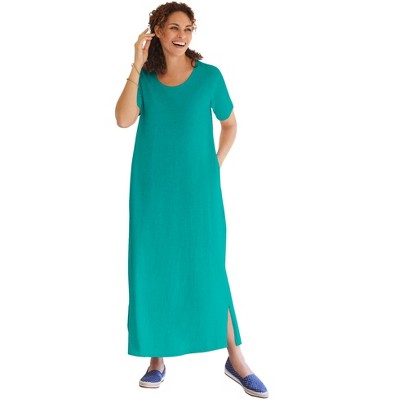 Woman Within Plus Size Perfect Short-Sleeve Scoopneck Maxi Tee Dress