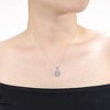 White gold plated round cubic zirconia pendant neckalce in a flower style design for a delicate and elegant look - 2 of 3