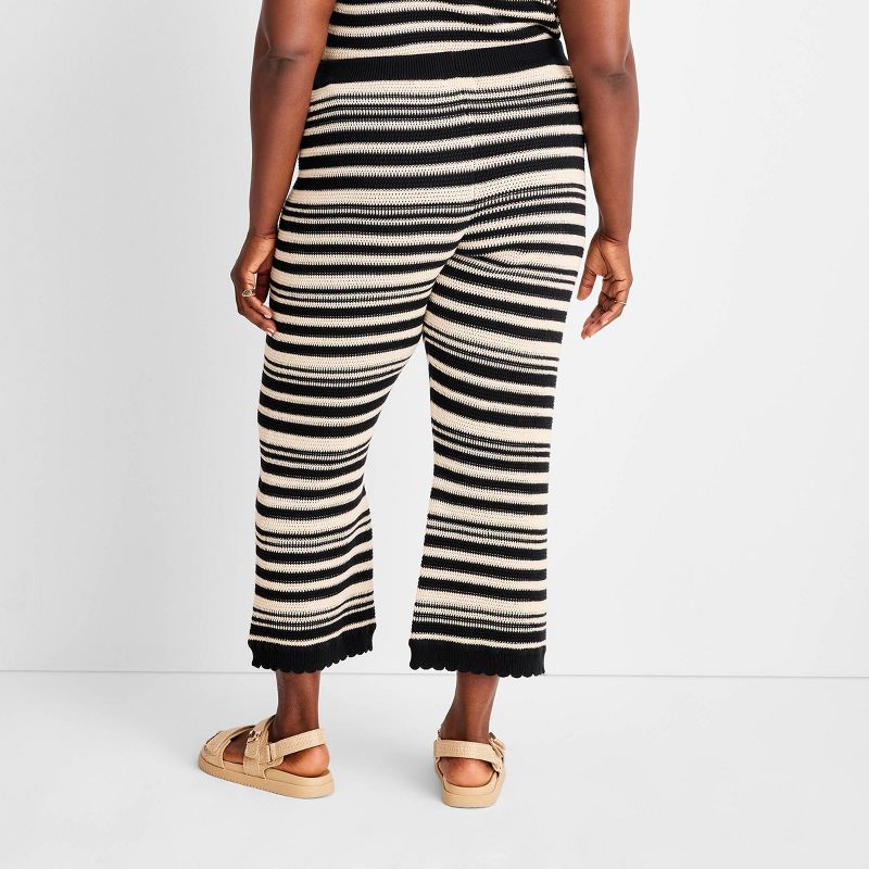 Women's Striped Scallop Edge Ankle Pants - Future Collective™ with Jenny K. Lopez Black/Cream, 2 of 6