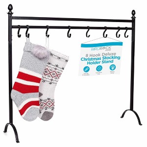 BIRDROCK HOME 8 Hook Deluxe Christmas Stocking Holder Stand - Heavy Duty Freestanding Rack with Removable Stocking Hooks - Black (Black) - 1 of 4
