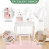 Kids Vanity Set with Touch Lighted Mirror, Pretend Play Girls Vanity Table and Chair Set with Mirror, Stool, and Wood Makeup Playset - 3 of 4