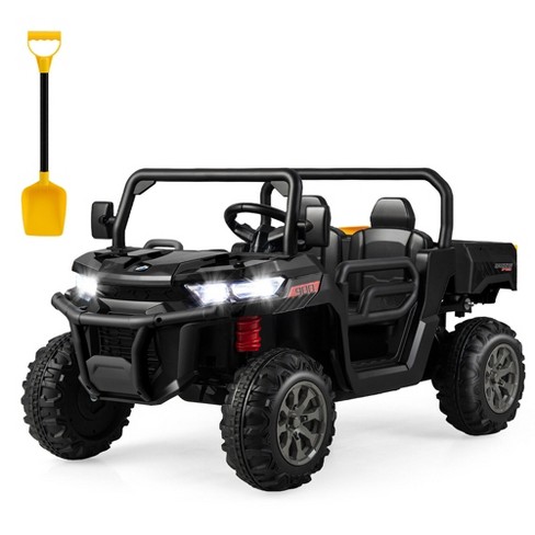 Costway 12v 2 Seater Ride On Utv Dump Truck Remote W Electric Dump Bed Shovel Black Target