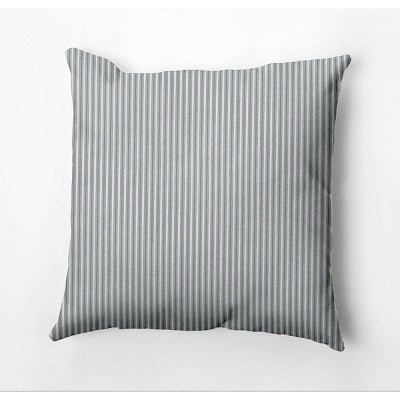 18"x18" Ticking Striped Square Throw Pillow Blue - e by design