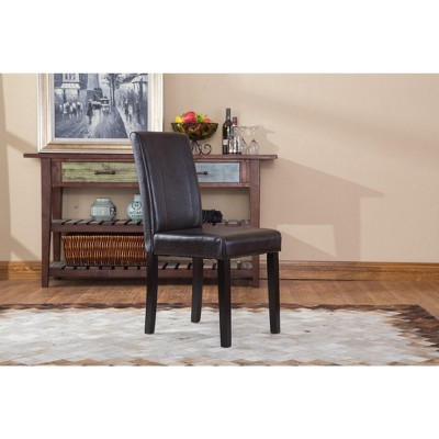 Brown Faux Leather Upholstered Parsons Side Chair Set