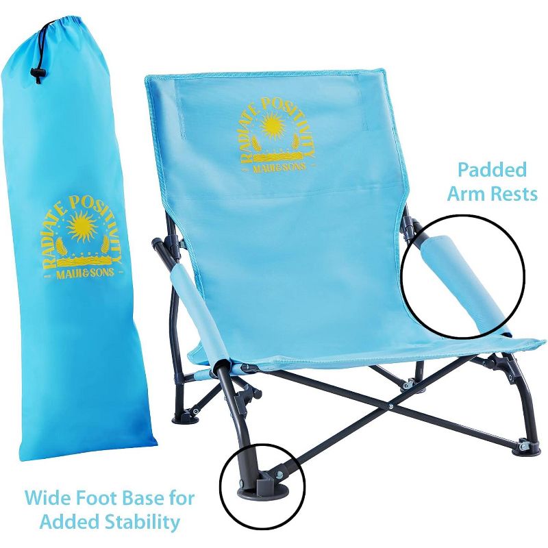 Maui and Sons Comfort Sling Back Bag Beach Camping Picnic Chair Lite Blue, 5 of 8