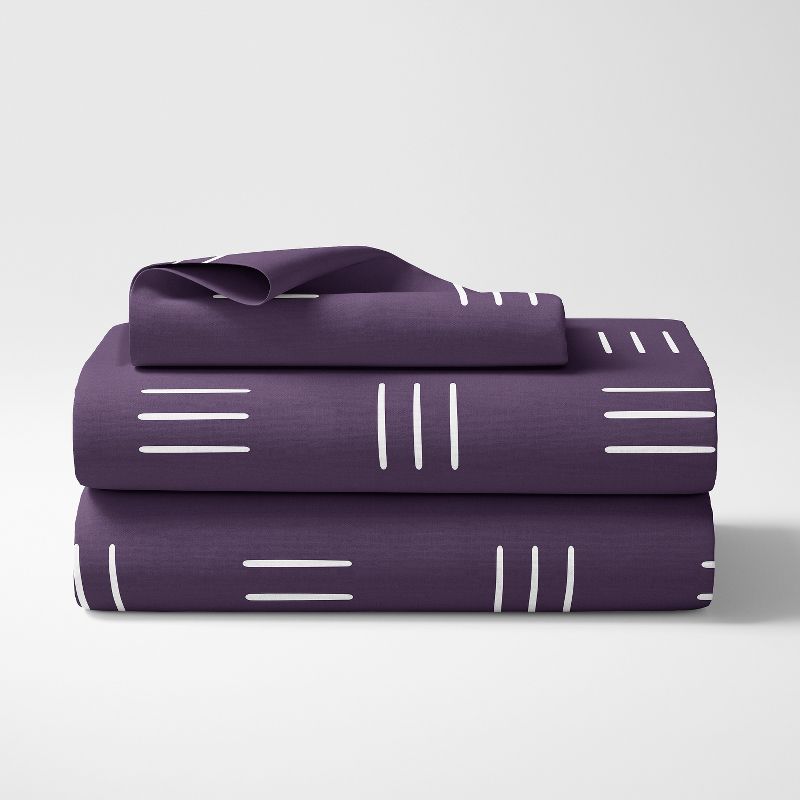 Sweet Jojo Designs Gender Neutral Unisex Kids Twin Sheet Set Boho Hatch Purple and White 3pc, 3 of 7