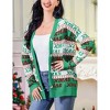 Women's Ugly Christmas Sweater Open Front Caidigans Knitted Long Sleeve Sweaters Cardigan Xmas-green XL - 4 of 4