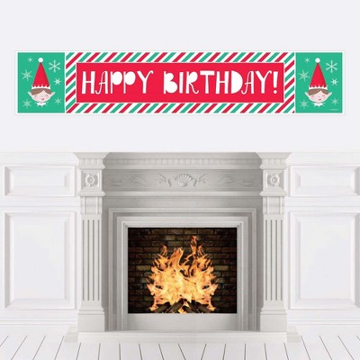 Big Dot of Happiness Elf Squad - Kids Elf Christmas and Happy Birthday Decorations Party Banner