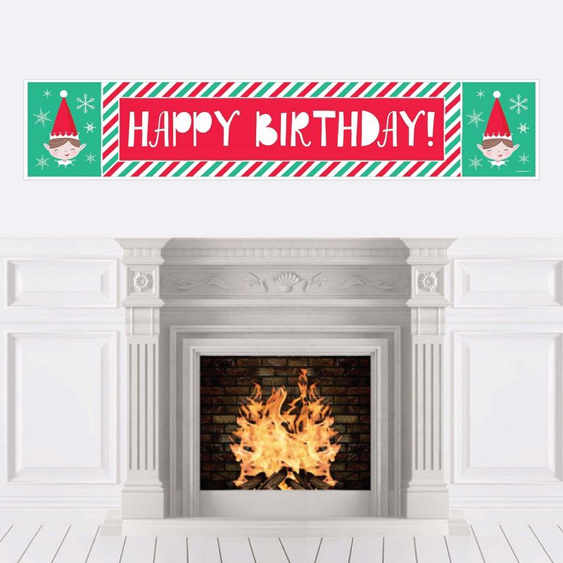 Big Dot of Happiness Elf Squad - Kids Elf Christmas and Happy Birthday Decorations Party Banner, 1 of 8