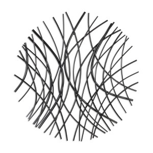 HomeRoots 30" X 30" Black Metal Circle Abstract Hanging Dimensional Sculpture - 1 of 4