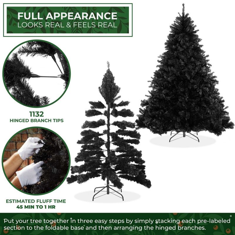 Casafield Artificial Black Spruce Christmas Tree with Metal Stand, 2 of 8