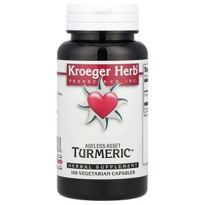 Kroeger Herb Co Ageless Asset Turmeric™, 100 Vegetarian Capsules (450 mg per Capsule) - 1 of 4