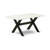 HomeStock 6-Pc -Black Linen Fabric Seat Parson chairs, Rectangular Bench and Top Modern Dining Table - Linen White and Wire brushed Black Finish - 2 of 4