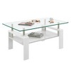 GlasFlength Living Room Modern Minimalist End Tables, Stylish and Fashion, Space Saving for Small Homes Spaces, White,39.2”*17.7”*23.4" - 2 of 4