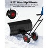 29" Steel Snow Pusher with Wheels, 5-Position Adjustable Blade & Height Handle, Back-Saving Driveway Snow Removal Tool - 4 of 4