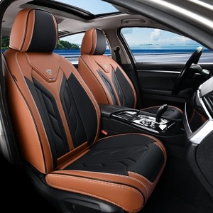 Coverado Automotive Seat Covers Luxury Faux Leather Seat Proetctor, Front and Back Seat Covers 5 Seats - 1 of 4