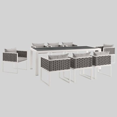 Shore 9pc Aluminum Patio Dining Set Gray - Modway