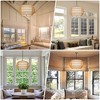 Rattan Farmhouse 5-Light Hand-Woven Pendant Chandelier with Fabric Shade Rustic Bohemian Hanging Light for Dining Room Kitchen Island - 3 of 4