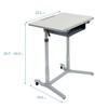 ECR4Kids 3S Mobile Desk, Sit Stand and Store, Adjustable, Grey - image 2 of 4