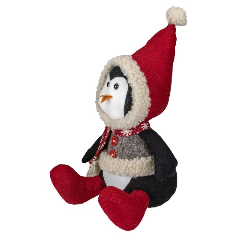 Northlight 15-Inch Red, White, and Gray Sitting Winter Penguin Christmas Tabletop Decoration, 3 of 6