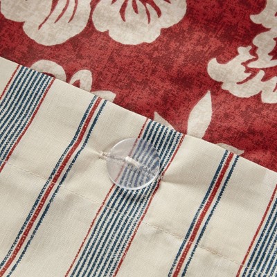 Red Floral Cotton Queen Duvet Cover Set with Shams