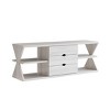 PAGED Two Drawer TV Stand Modern Entertainment Console with Aluminum Metal Bar Handles and Divided Shelf, TV Console for Living Room - 2 of 4