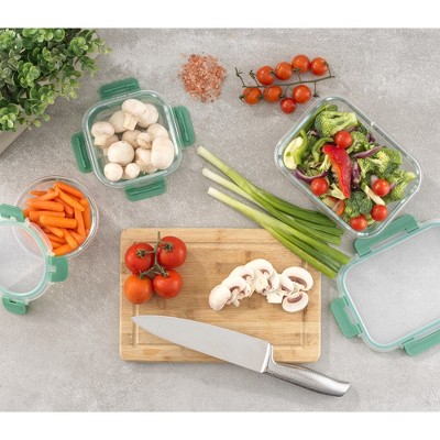 JoyJolt 24-Piece Green Fluted Glass Food Storage Container Set