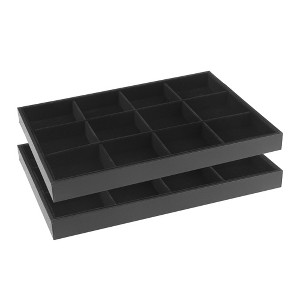 Unique Bargains Stackable Velvet Jewelry Organizer Storage Trays with Removable Dividers Set of 2 - 1 of 4