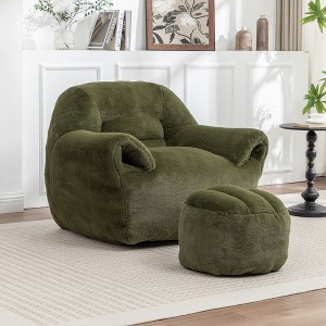 ModernLuxe Faux Fur Bean Bag Chair, Comfy Stuffed Floor Sofa with Back Support for Adults & Kids, Living Room/Bedroom/Apartment - 1 of 4