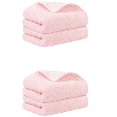 Unique Bargains Striped Pattern Soft Comfort Hand Towels for Bathroom Camp 4 Pcs 14" x 30"