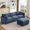102" Modular Chenille Sectional Sofa L-Shape 3-Seater Movable Ottoman DIY Combination Cloud Cushion Solid Wood Frame Living Room - 3 of 4