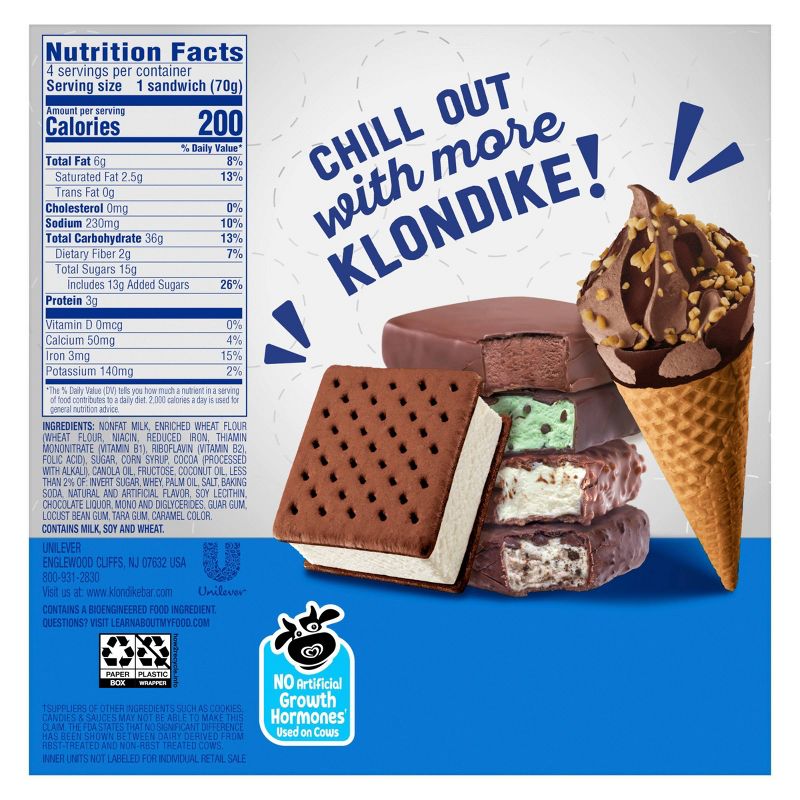 Klondike Cookies &#38; Cr&#232;me Sandwiches Frozen Dairy Dessert - 4pk, 4 of 9