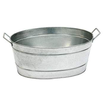 21" Oval Galvanized Tub with 2 Side Handles Steel - ACHLA Designs